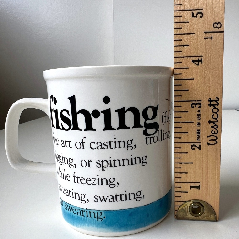 Vintage Enesco Fishing Definition Mug Beard McKie Well Defined Dictionary Japan - Picture 7 of 8